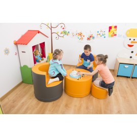 Set Living Novum Gri-Portocaliu, 2 Fotolii + Măsuță - imagine 5