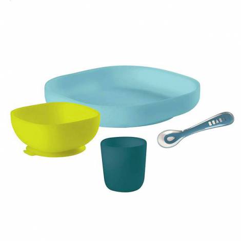 Set Masa Silicon Beaba 4 Piese cu Ventuza - imagine 7