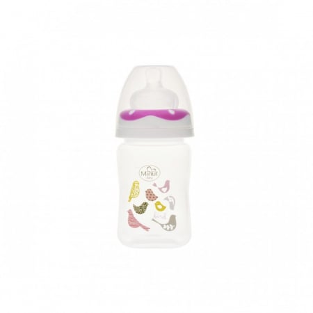 Biberon Minut Baby 150ml cu gât larg roz - imagine 2