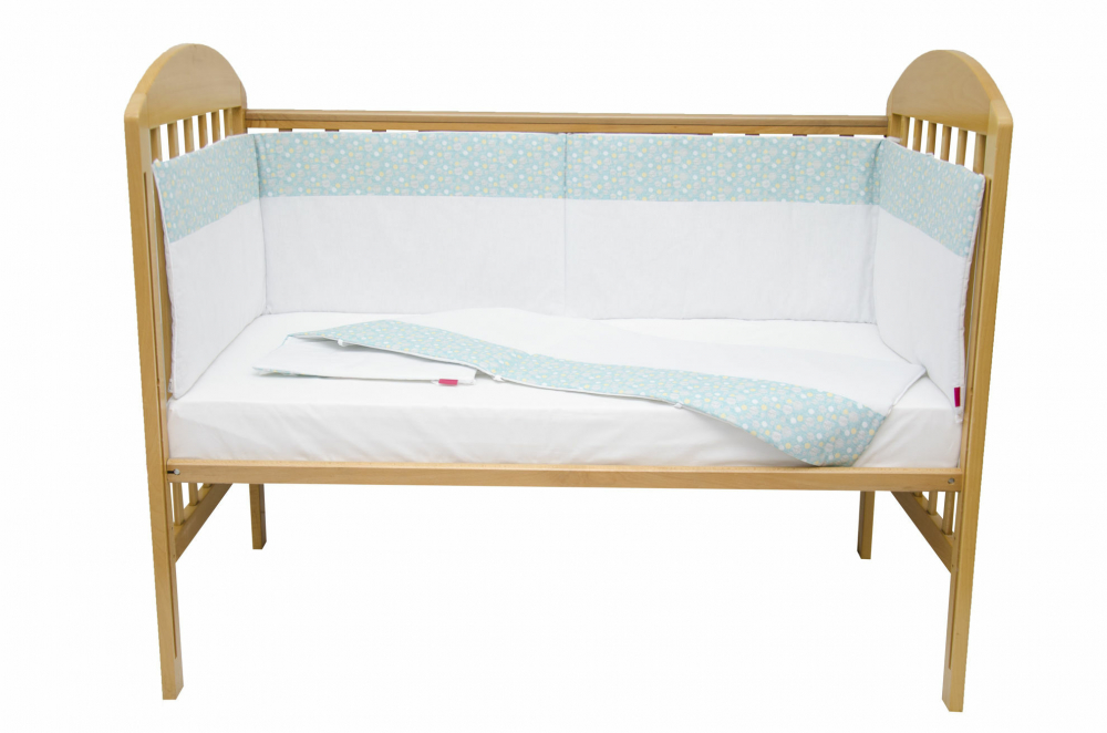 Set protecții pătuț Bubble Blue, KidsDecor, 70x140 cm - imagine 4