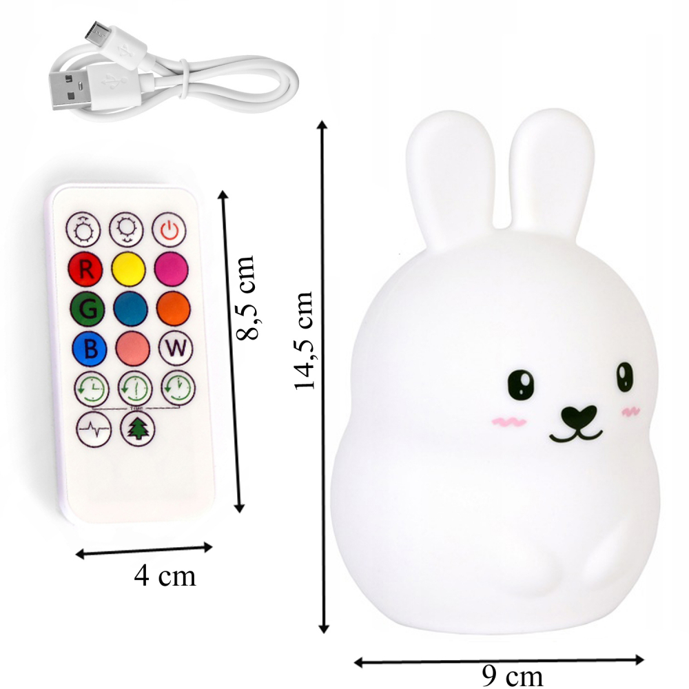 Lampa Veghe Iepuras Nicekids LED 9 Culori