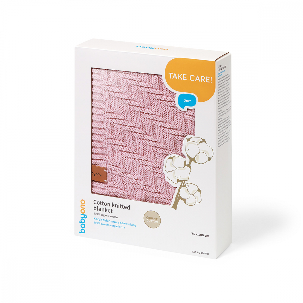 Paturica Babyono Roz din Bumbac Organic - imagine 7