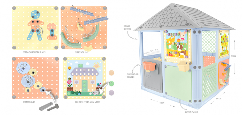 Căsuță joacă Mochtoys Smart House Pastel, Exterior