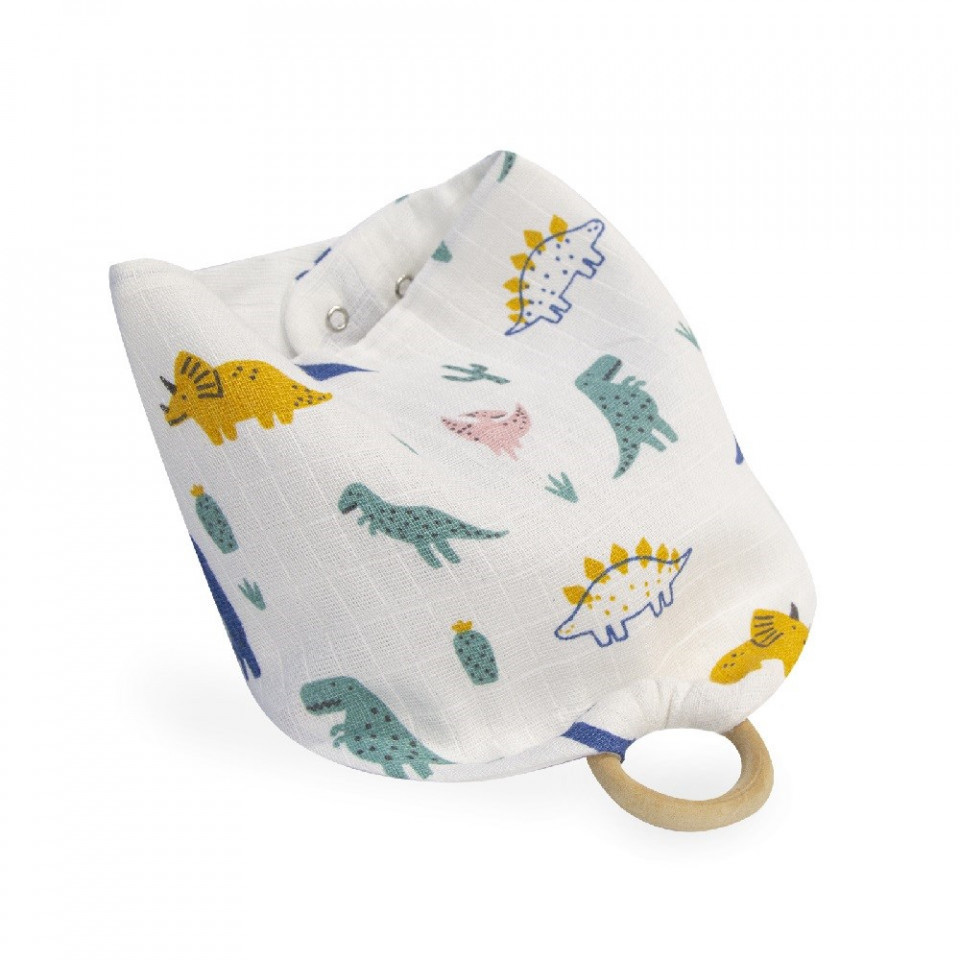 Baveta Muselina cu Inel BabyJem Dino - imagine 3