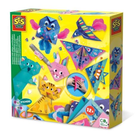 Set Origami Ses Creative - Creații cu Pene și Sclipici