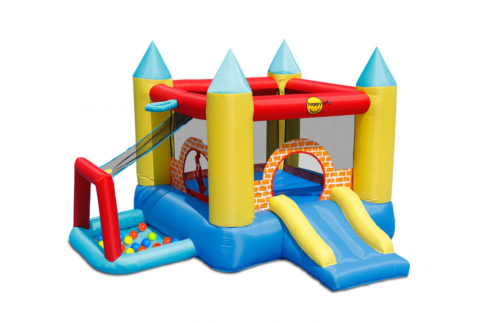 Saltea Gonflabila Happy Hop 4 in 1 cu Tobogan si Baschet - imagine 6