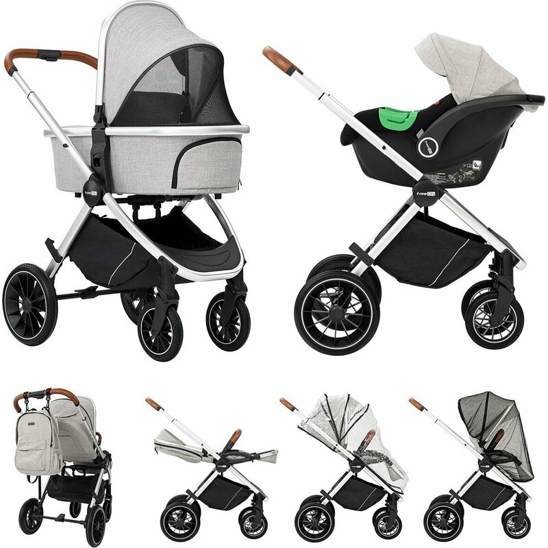 Carucior 3 in 1 FreeON Joy - Aluminiu Reversibil