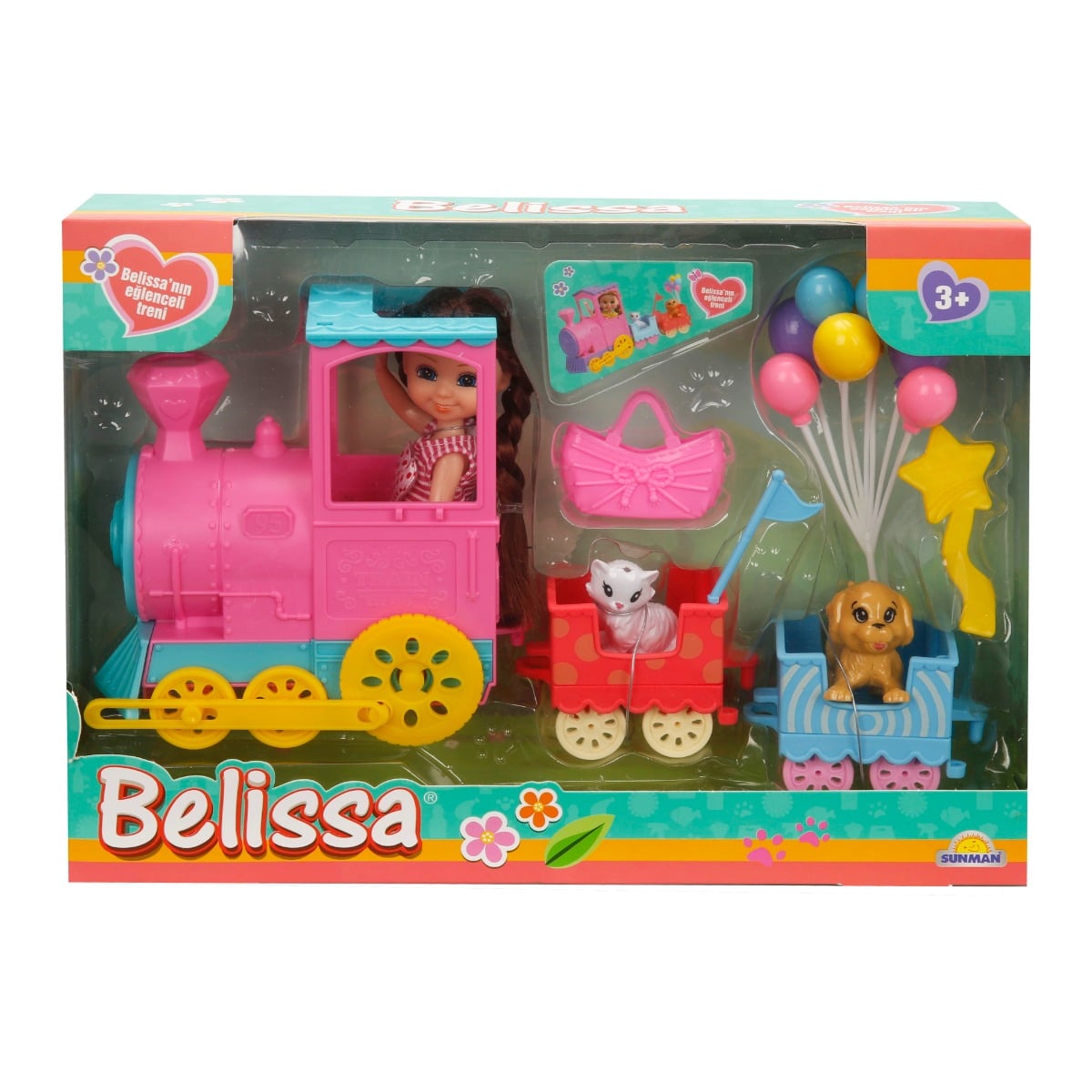 Set Papusa Belissa cu Tren si Animalute