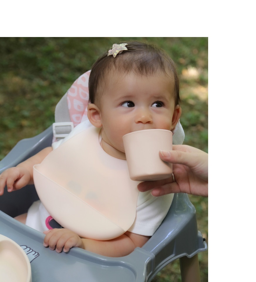 Baveta Silicon BabyJem Mini Ecru Reglabila