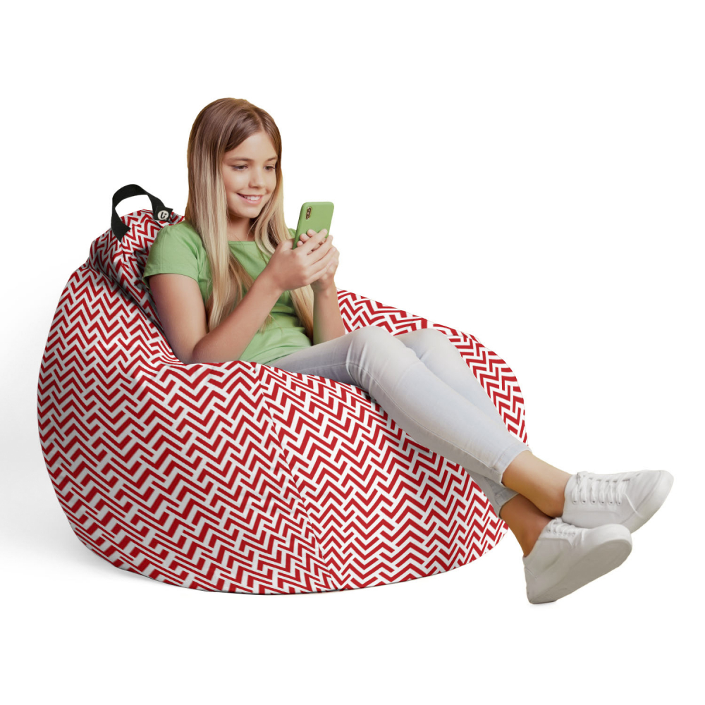 Husa Puf Bean Bag Para Rosu-Alb, Updeco - imagine 4