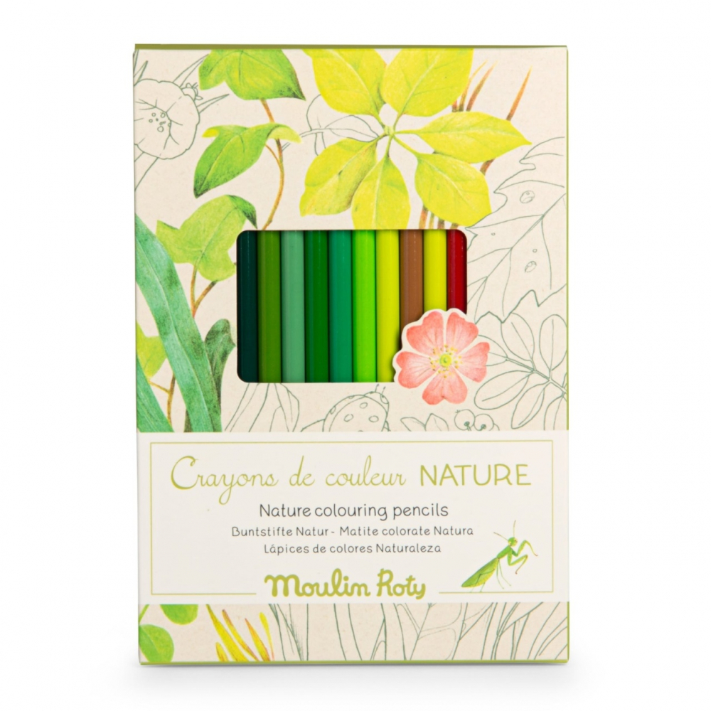 Set Colorat Natura Moulin Roty - 12 creioane + 3 planse