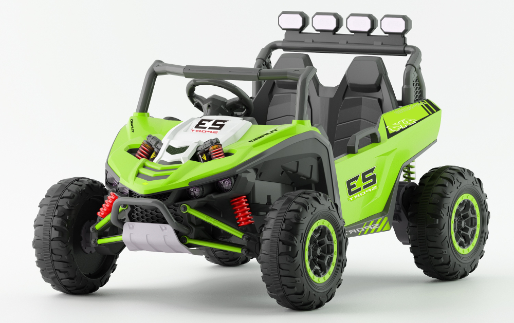 UTV electric pentru copii, Kinderauto Arrow Dune-Buggy, 220W, 12V, roti EVA, premium, 2 locuri, verde