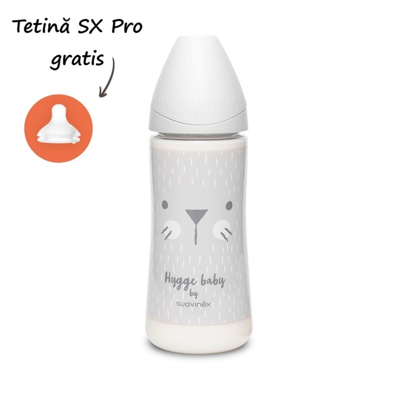 Biberon Suavinex Hygge 360ml Silicon Gri - imagine 4