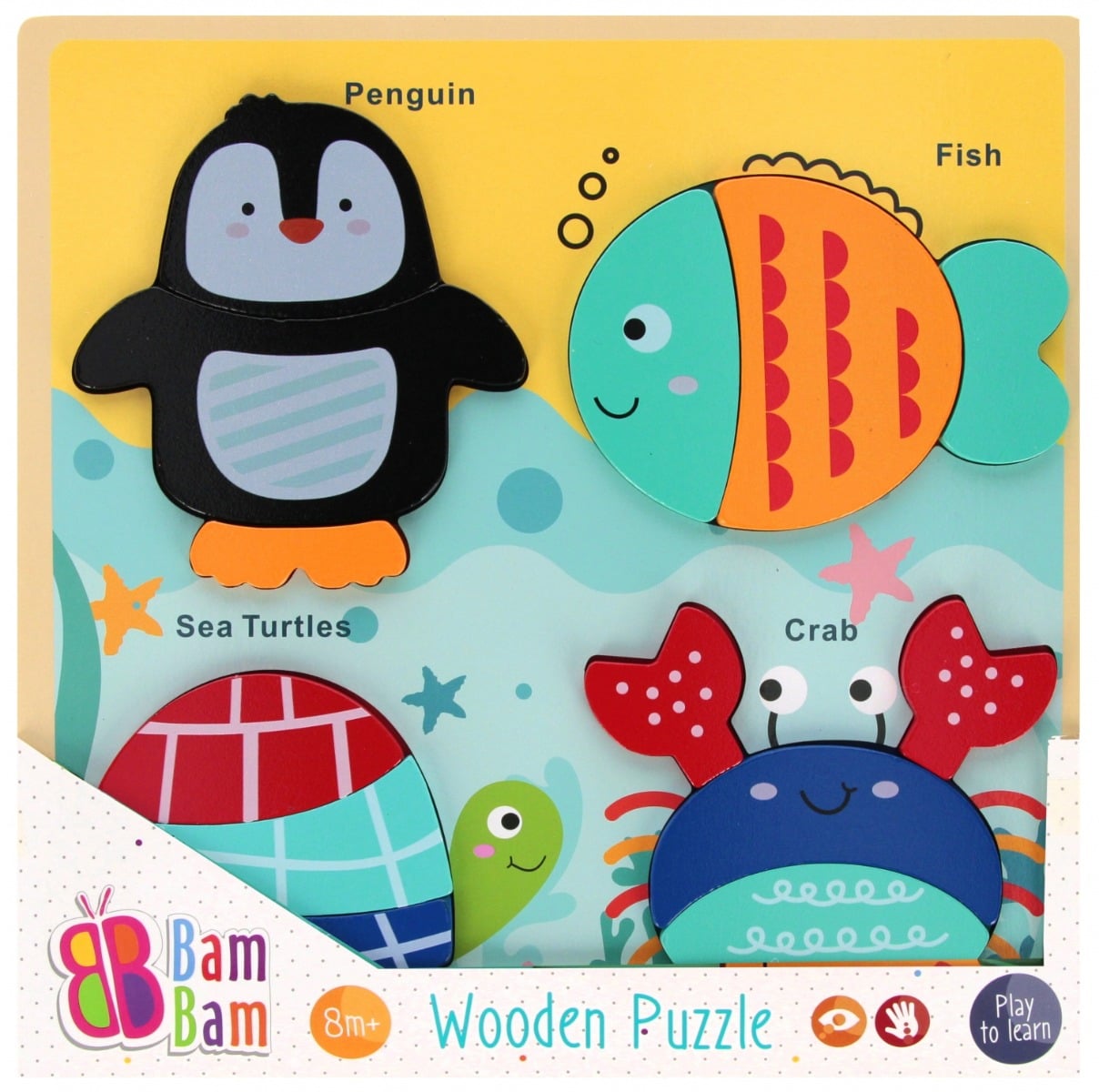 Puzzle Lemn Bambam Animale Acvatice Educativ