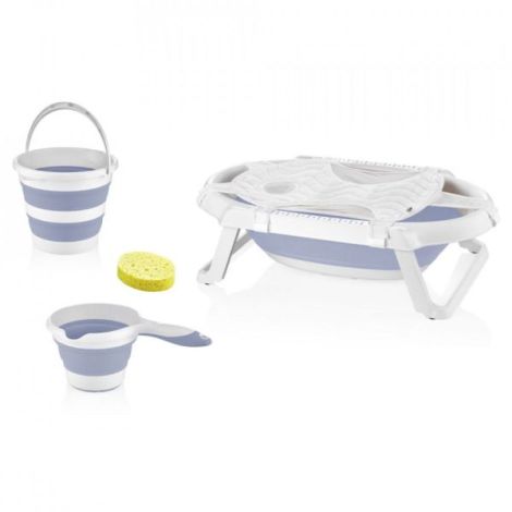Babyjem Set Cadita Pliabila Baie 5 Piese Gri - imagine 2