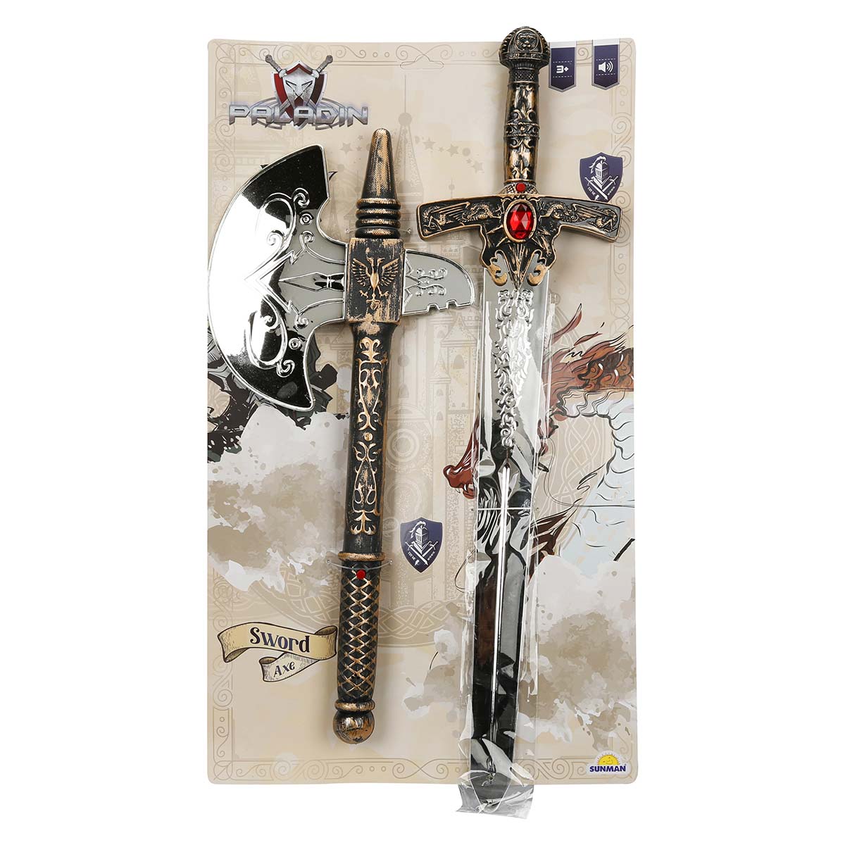 Set Sabie și Topor Paladin Voice Knight cu Sunete