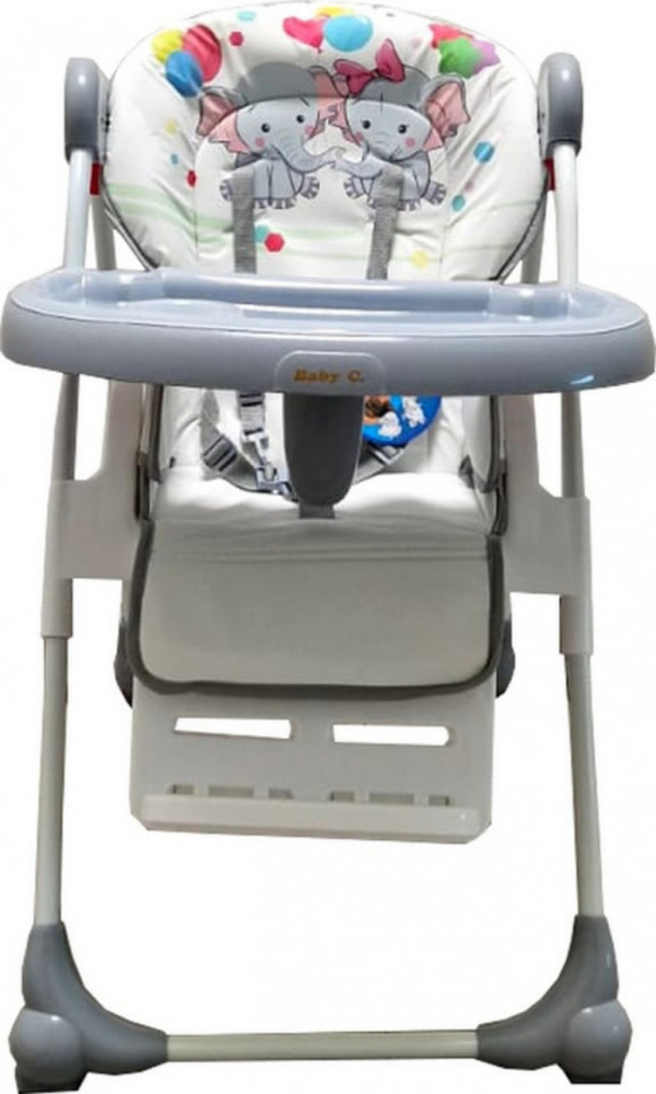 Scaun de masă Baby Care Elefanti Gri, reglabil 3 trepte - imagine 4