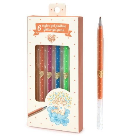 Set 6 Markere cu Sclipici Djeco | Creativitate