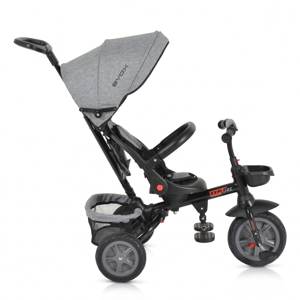 Tricicleta Byox Explore Grey, Pliabila cu Scaun Rotativ - imagine 2