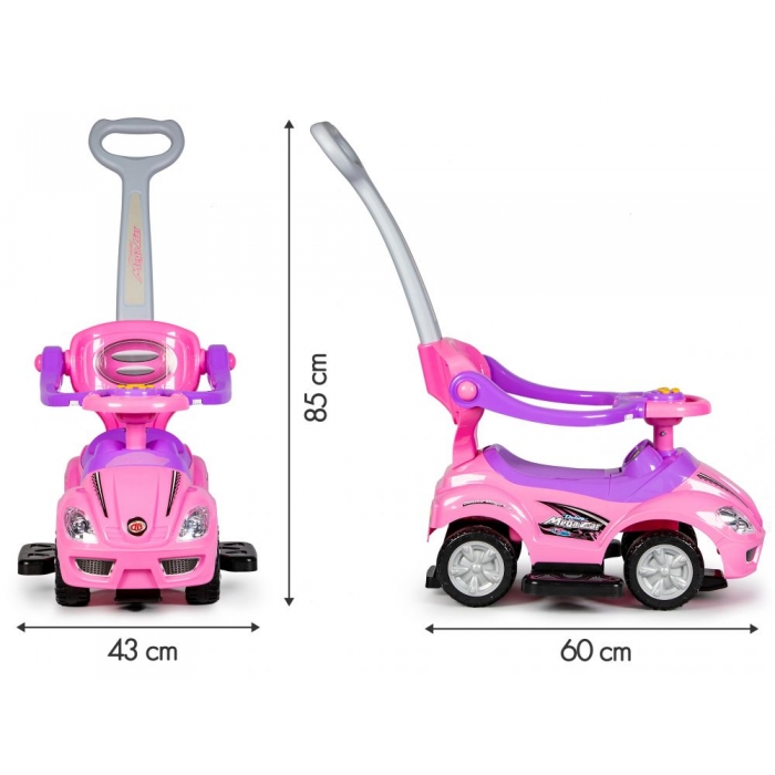 Masinuta 3 in 1 Ecotoys Roz, cu Maner Reglabil - imagine 10