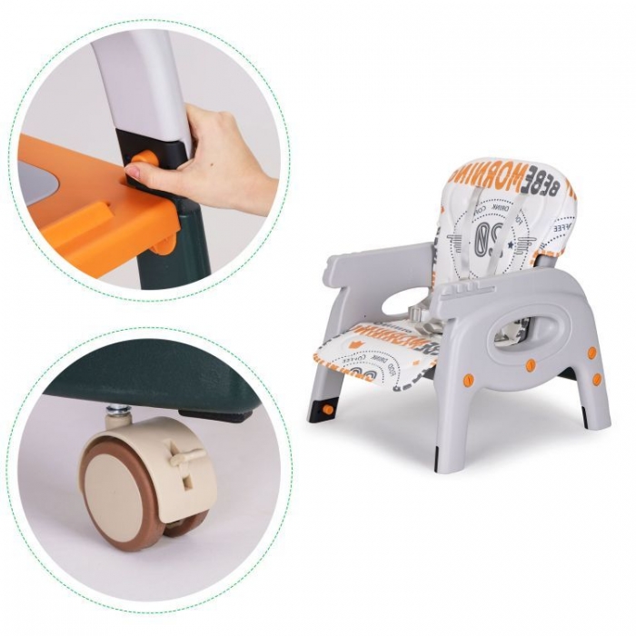 Scaun de masă 2 în 1 Ecotoys Portocaliu - imagine 6