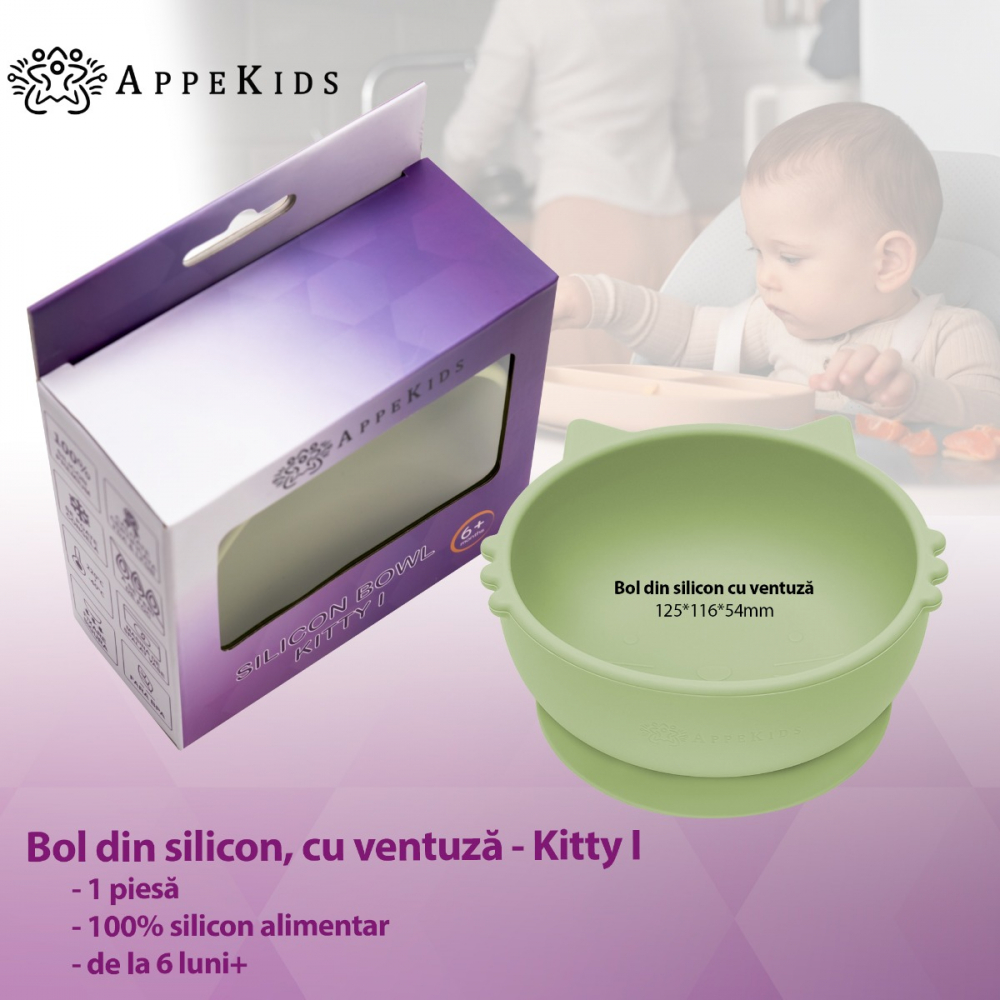 Bol Silicon AppeKids Kitty Raw Green