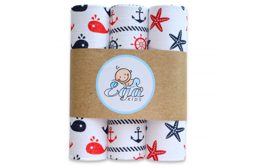 Set 3 Scutece Muselina Egakids | Marine, 60x80 cm - imagine 2