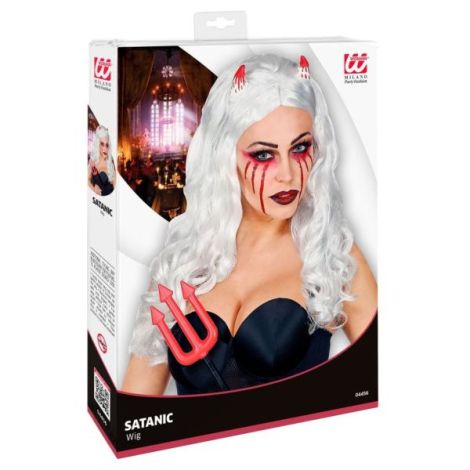 Peruca Demon Alba Widmann pentru Halloween - imagine 3