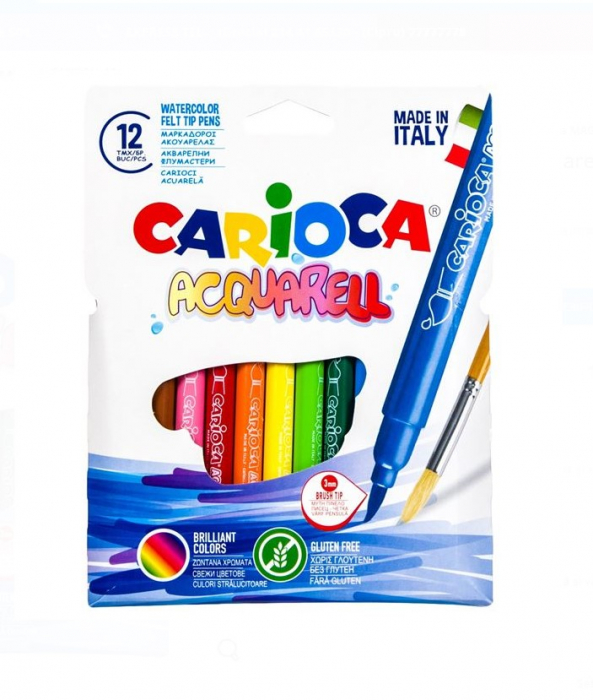 Set 12 Carioci Acquarell Pensulă Lavabile Carioca