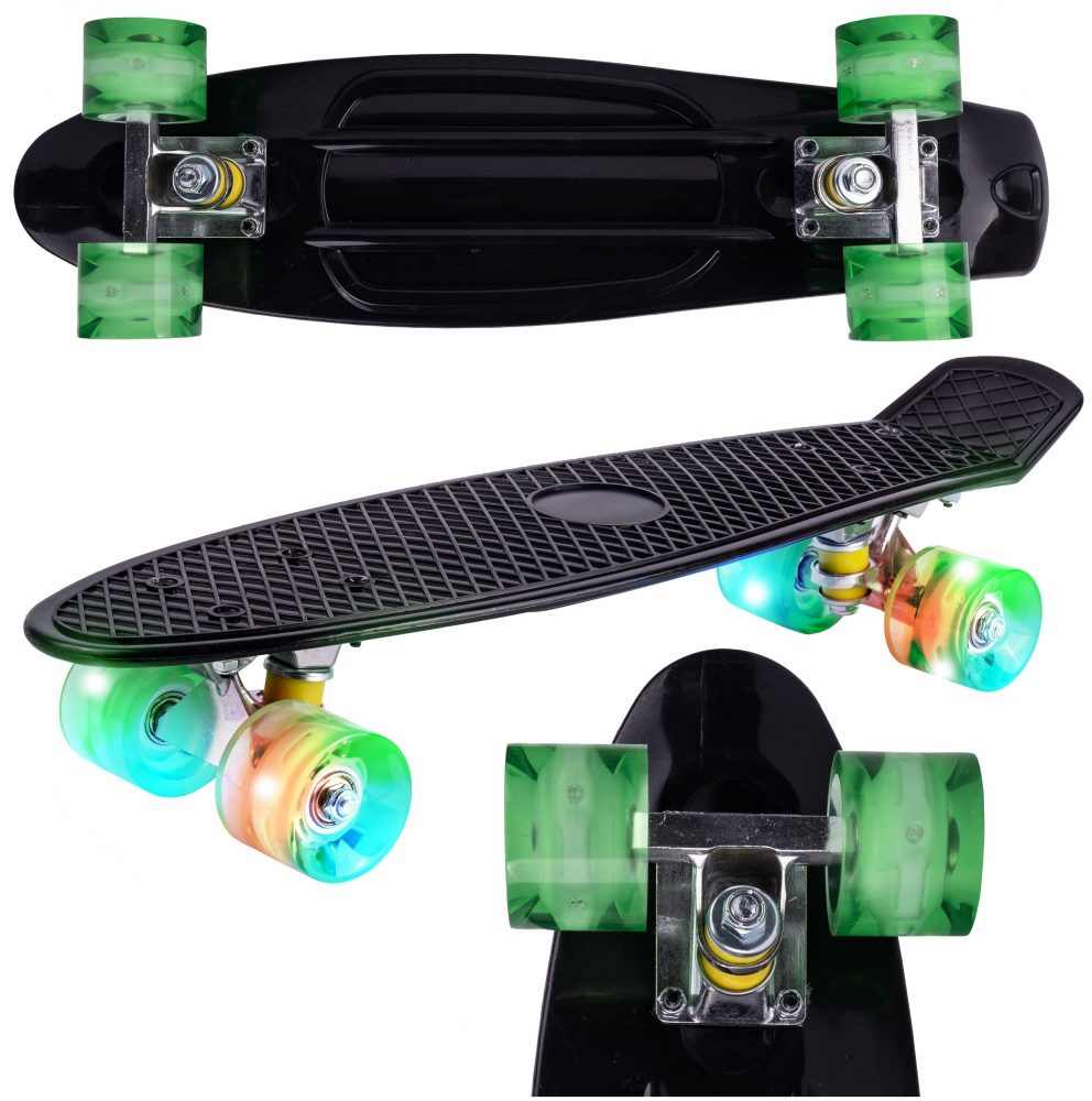 Skateboard Malplay cu LED 56x15cm Negru