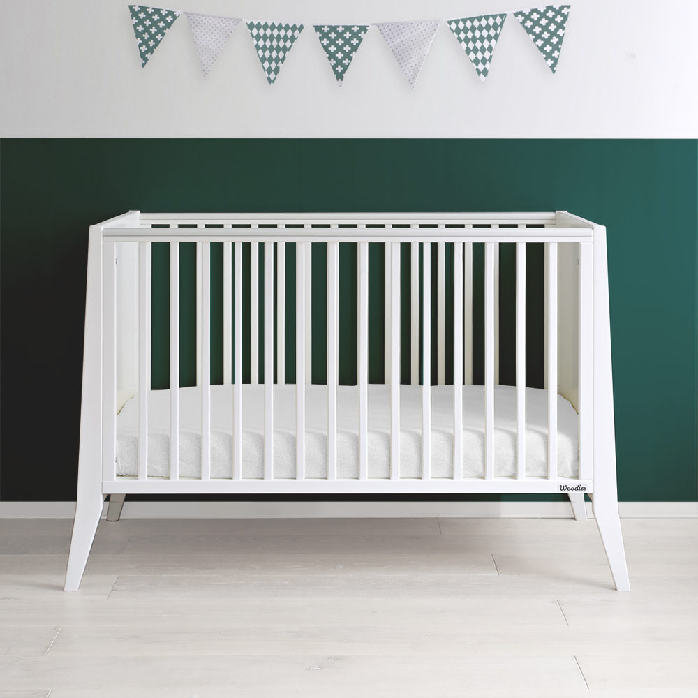 Pătuț Woodies Alb 120x60 cm, Înălțime Reglabilă - imagine 8