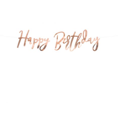 Party Deco Banner Happy Birthday Rose Gold