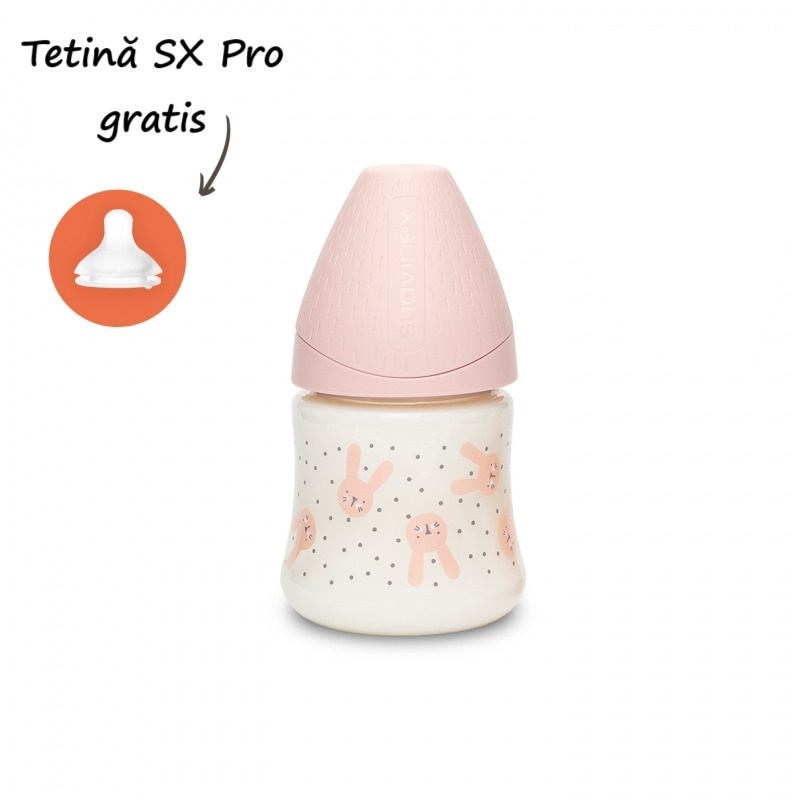 Biberon Suavinex Iepuraș Roz 150ml Debit Lent - imagine 5