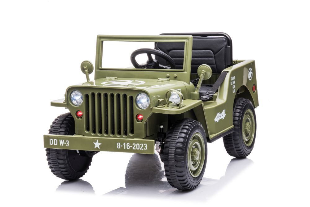 Masinuta Electrica 4x4 Leantoys Olive Green - imagine 2