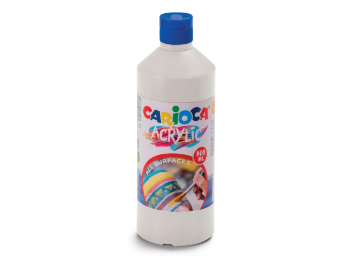 Carioca Acuarele Tempera Alb, 500 ml, Opacitate Ridicată