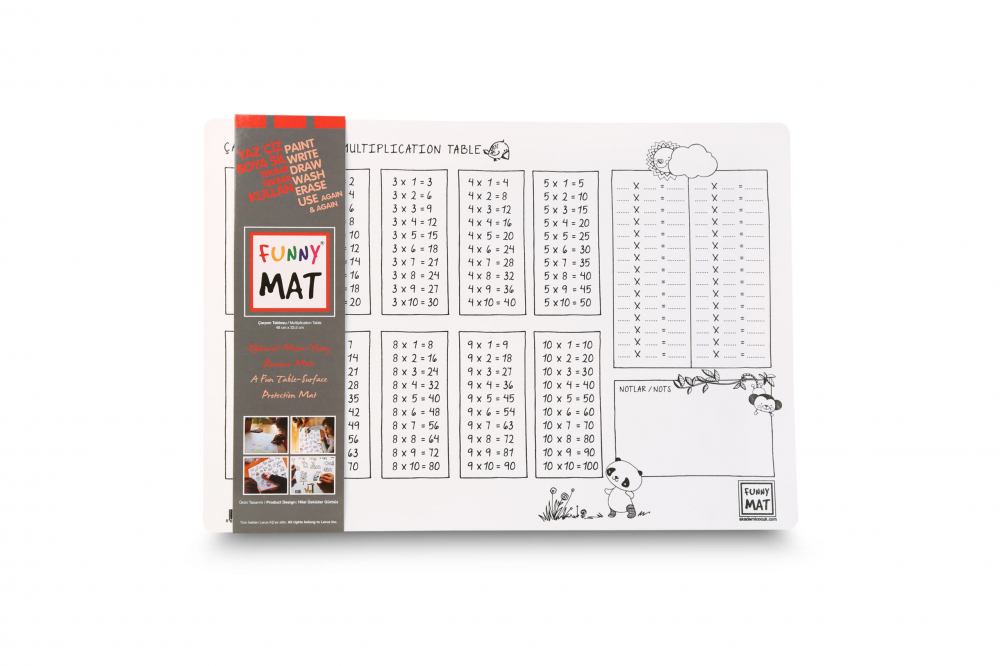 FunnyMat Tabla Înmulțirii Reutilizabilă 48x33.5 cm