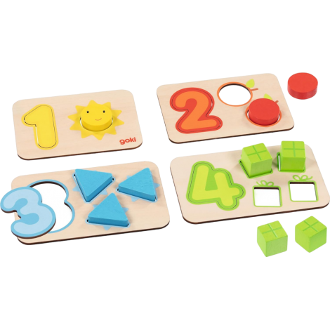 Goki Puzzle Numere Lemn 4 Bucăți