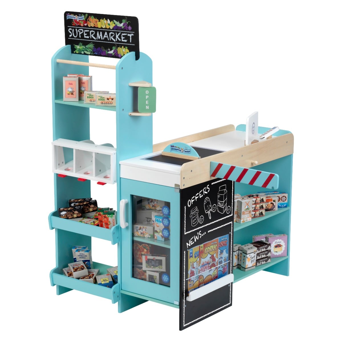 Set Supermarket Klein Educativ din Lemn, 58 piese