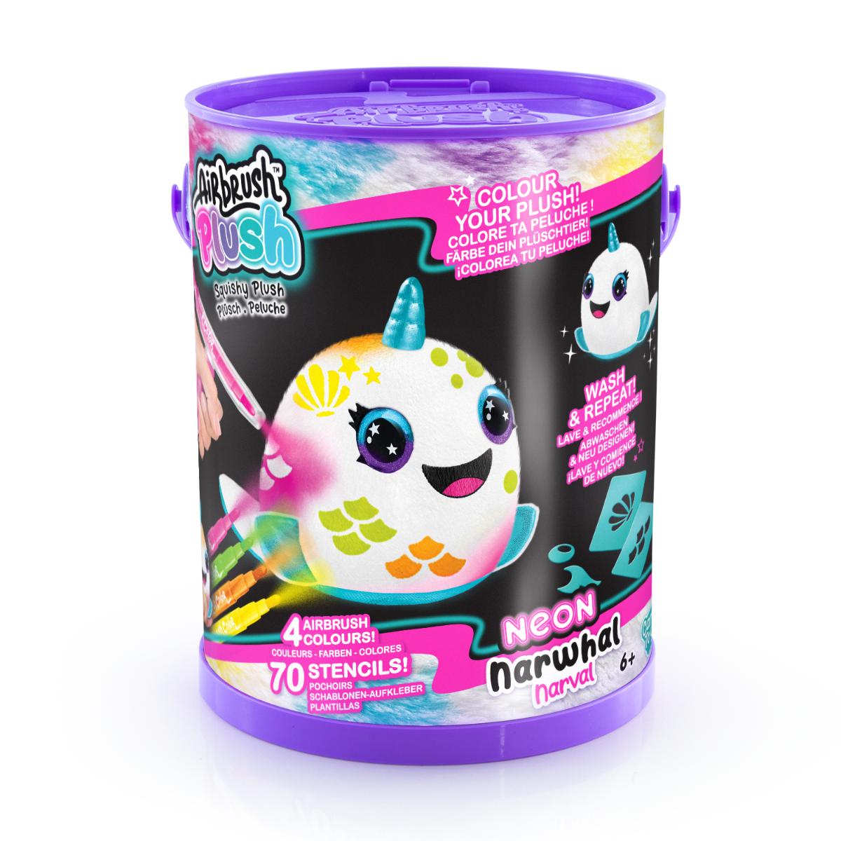 Airbrush Plush Neon Narwhal | Jucarie de Plus de Colorat