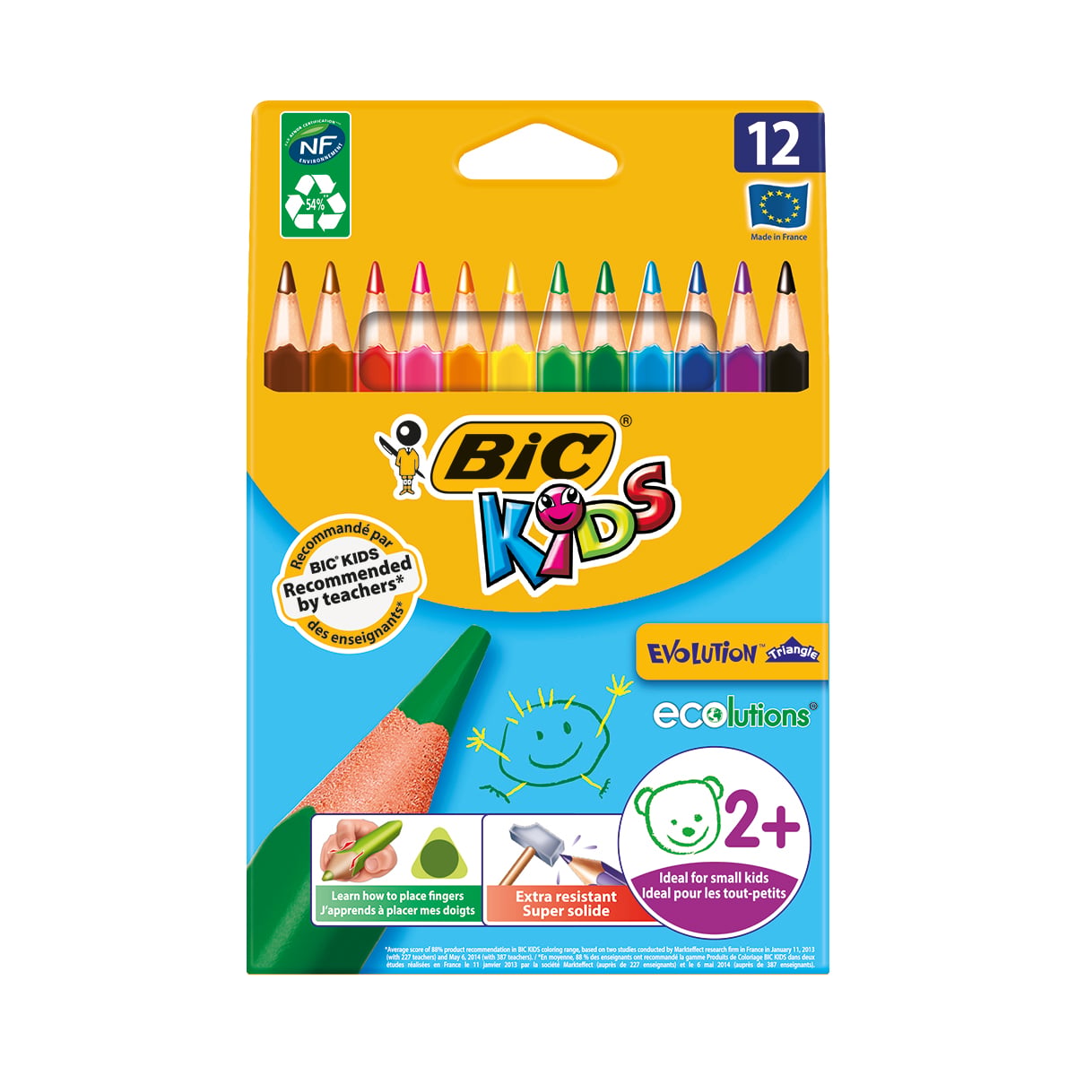 Set Creioane Bic Kids Evolution Triangle, 12 culori