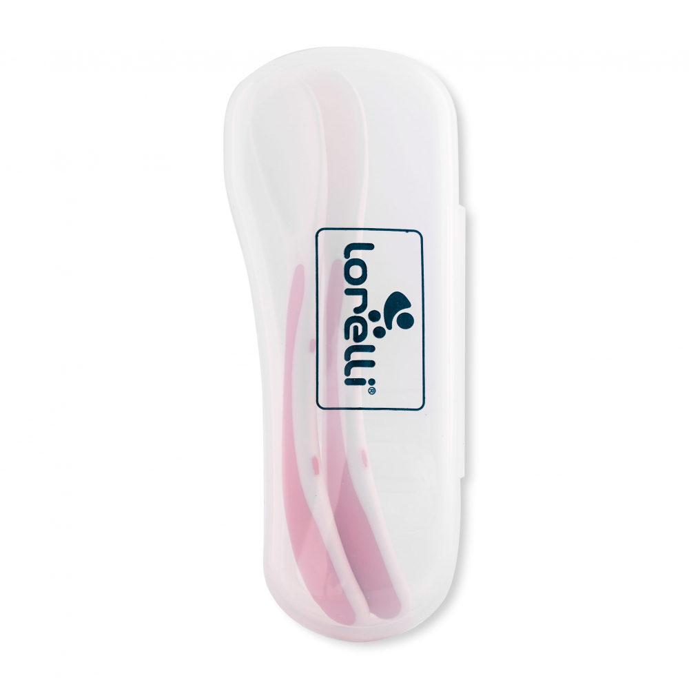 Set 2 lingurite cu suport Lorelli Pink, 6 luni+ - imagine 2