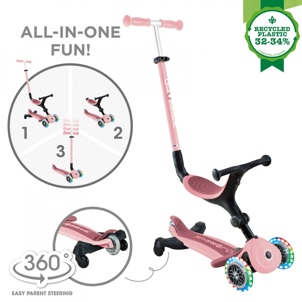 Globber Go-Up 3 în 1 - Trotineta Roz Pal - imagine 7