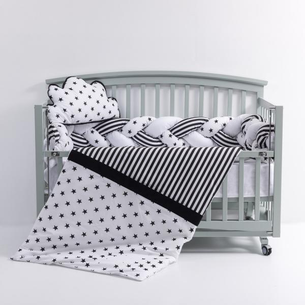 Lenjerie Patut 6 Piese Mykids Gri-Alb, 120x60 cm - imagine 5