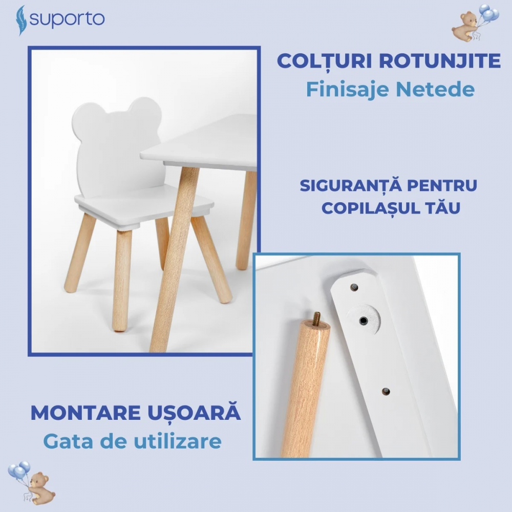 Set Masa Copii Suporto cu Scaune Ursulet - imagine 4