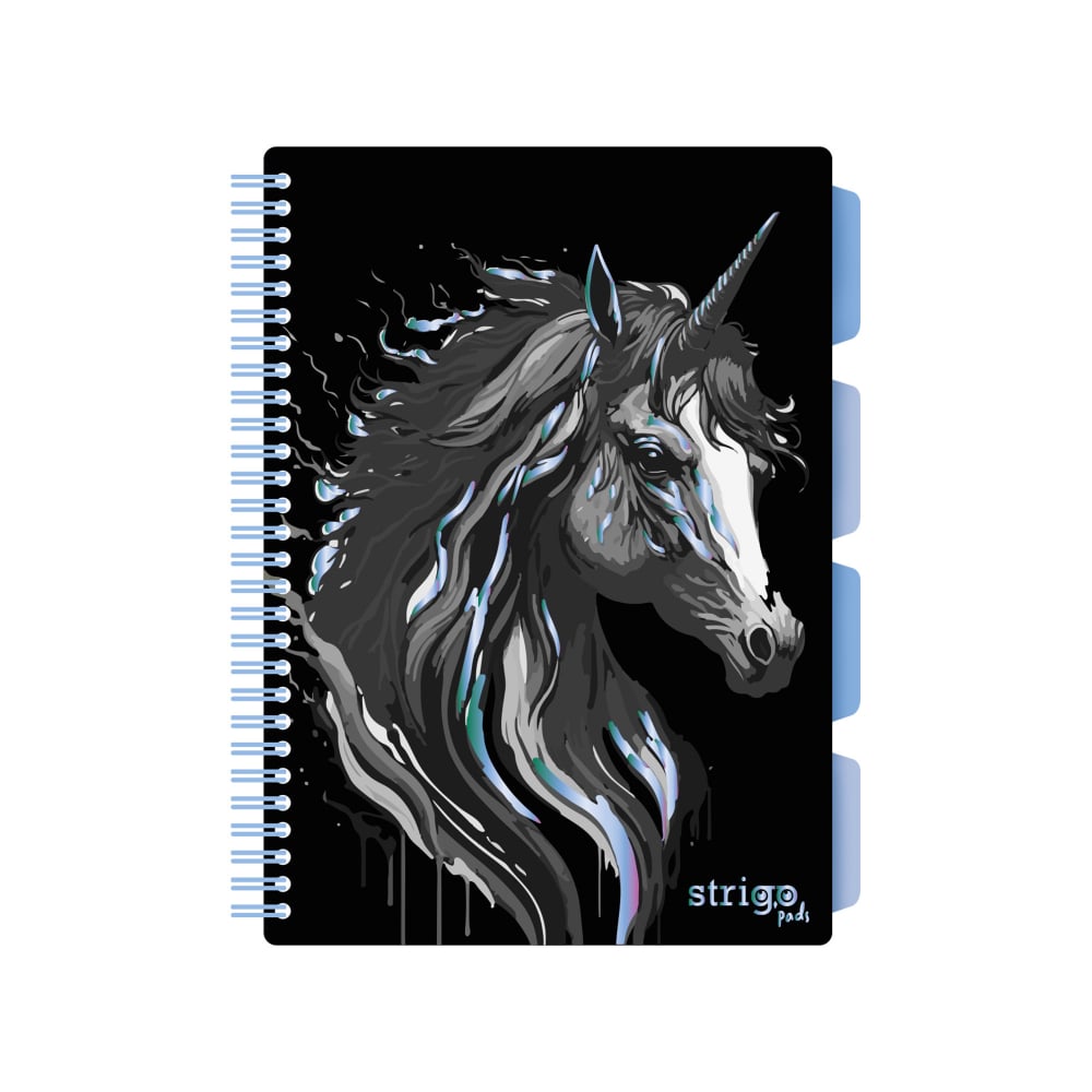 Caiet Strigo Unicorn B5 cu Separatoare, Negru