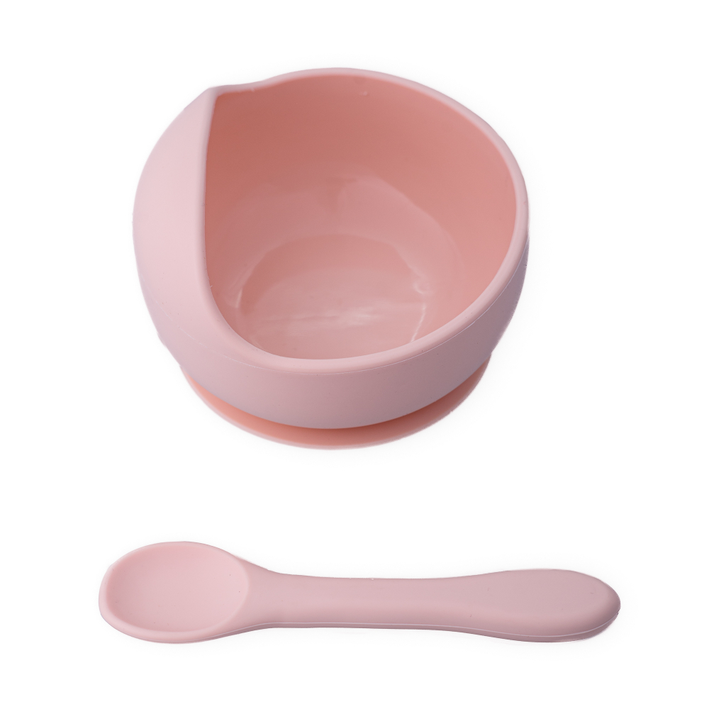 Set Diversificare Oaki Roz: Castron cu Ventuză și Linguriță - imagine 3