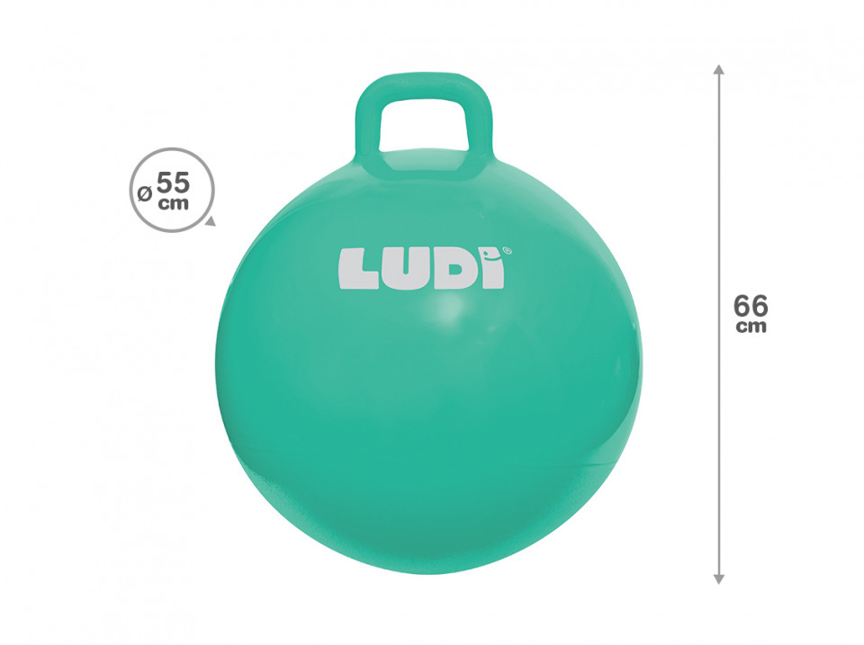 Mingea Saltăreață Ludi Blue 55 cm cu Mâner