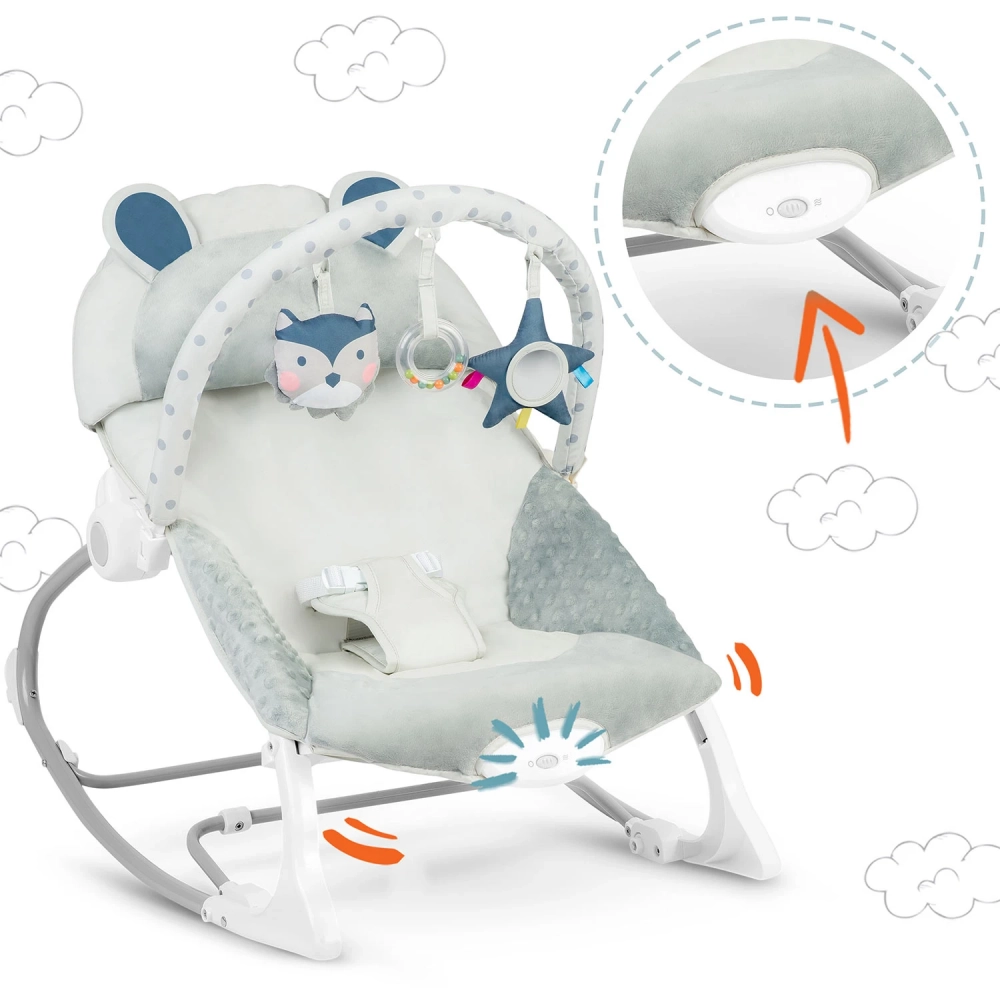 Balansoar Ricokids Grey cu vibrații, 18 kg