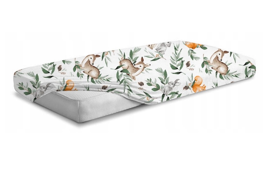 Cearceaf BabyMam 100% Bumbac Forest Animals 140x70cm - imagine 3