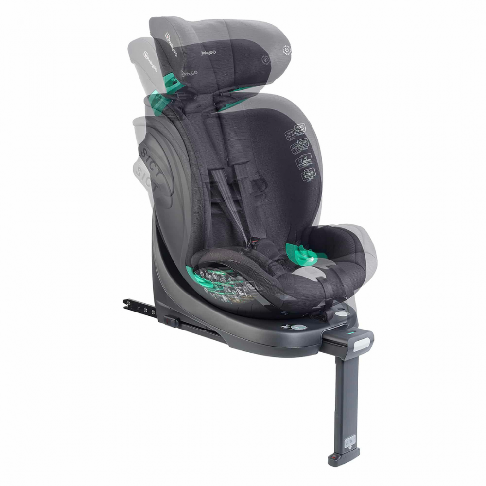 Scaun Auto BabyGo Prime 360 Rotativ, Negru, R129 - imagine 5